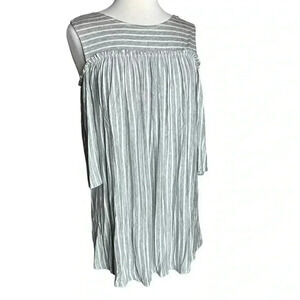 My Story grey and white stripped mini dress Size M shoulderless sundress